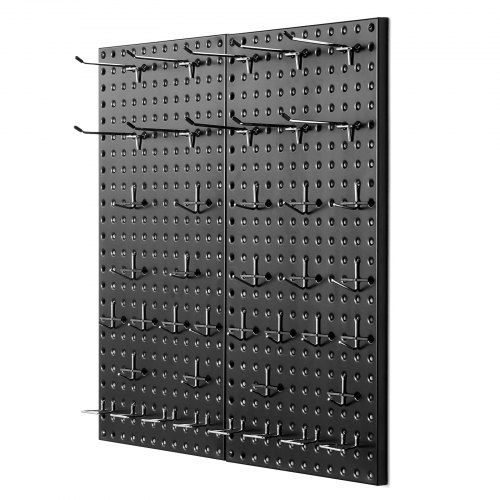 Pegboard Smith Kit di pannelli forati in metallo nero da 120 x 61 cm per organizzazione da parete con ganci, contenitori per garage e lavagna per attrezzi - efficiente organizer per utensili