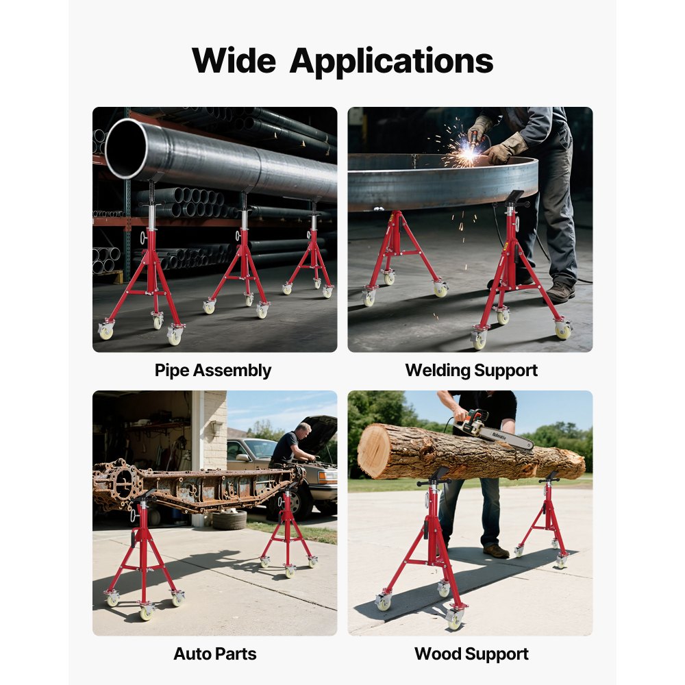 VEVOR Cavalletto per Tubi, 400kg Supporto Basamento del Treppiedi, Altezza 71-131 cm Supporto Professionale Treppiede, Cavalletto per Tubi con Supporto a V per Tubi 0,32-30,48 cm, Cavalletto Tubi