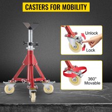 VEVOR Cavalletto per Tubi?400kg Supporto Basamento del Treppiedi, Altezza 50,5-93,5 cm Supporto Professionale Treppiede, Cavalletto per Tubi con Supporto a V per Tubi 0,32-30,48 cm, Cavalletto Bici