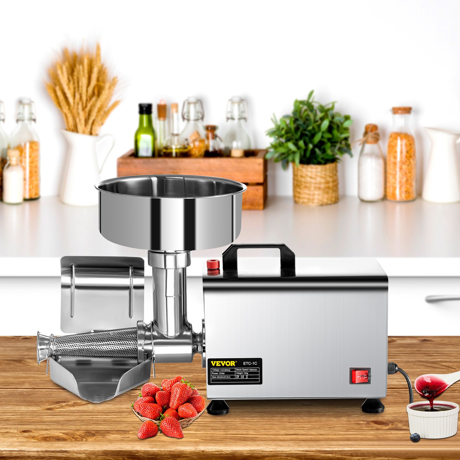 VEVOR Tomato Press Food Processor 370W Electric Tomato Press Stainless Steel