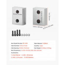 VEVOR Lame per Cesoie per Barre d'Armatura, 6 Pezzi di Ricambio per Cesoie Elettriche da 20 mm N. 6, a Doppia Faccia, Acciaio ad Alta durezza CR12MOV, con Viti e Rondella Elastica, Argento