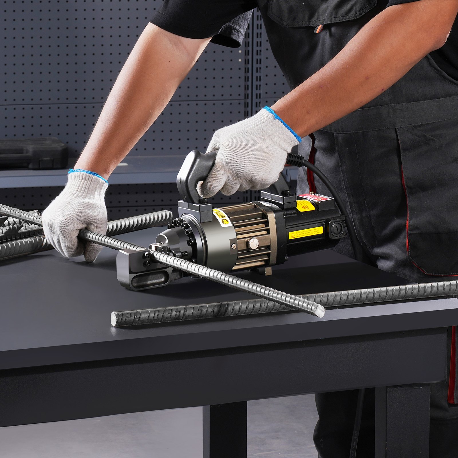 VEVOR Taglierina Idraulica Elettrica Portatile per Barre d'Armatura Diametro di Taglio 4-16mm 1000W, Utensile da Taglio per Barre d'Armatura Taglierina in Ghisa e Alluminio con Valigetta Attrezzi