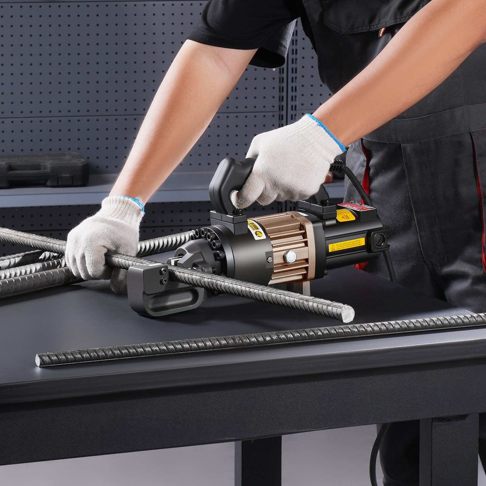 VEVOR Taglierina Idraulica Elettrica Portatile per Barre d'Armatura Diametro di Taglio 4-20mm 1000W, Utensile da Taglio per Barre d'Armatura Taglierina in Ghisa e Alluminio con Valigetta Attrezzi