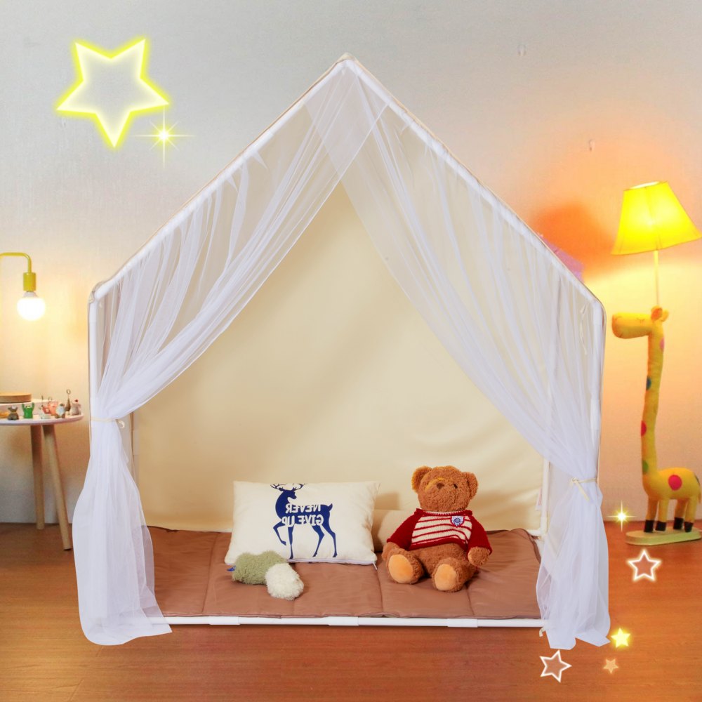 VEVOR Tenda da Gioco per Bambini 1340 x 920 x 1530 mm Tenda per Bambini da 1 a 5 Anni, con Tappetino e Lampada da Tenda, con Finestre per Interni ed Esterni, Tenda Yurta per Ragazzi Ragazze, Beige