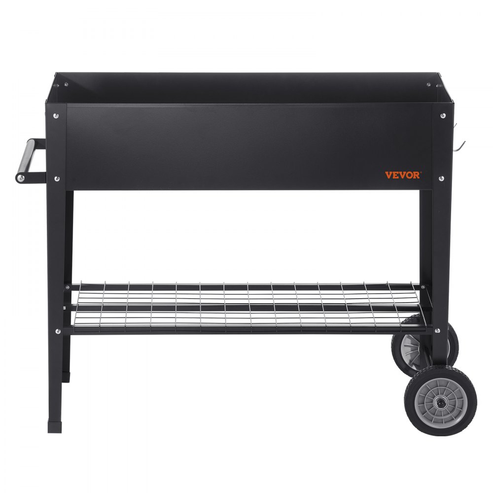 VEVOR Fioriera Rialzata da Giardino Esterno con Ripiano Zincato 108 x 49,5 x 80 cm per Coltivazione di Piante Orto Erbe, Orto Rialzato con Ripiano Ruote da Esterno Aiuola Piante Ortaggi