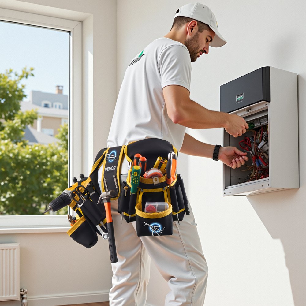 VEVOR Cintura Porta Attrezzi da Carpentiere con 28 Tasche, Marsupio Porta Attrezzi da Elettricista, Regolabile e Resistente, per Carpentieri, Edilizia, Regolabile in Vita da 78,7 a 121,9 cm