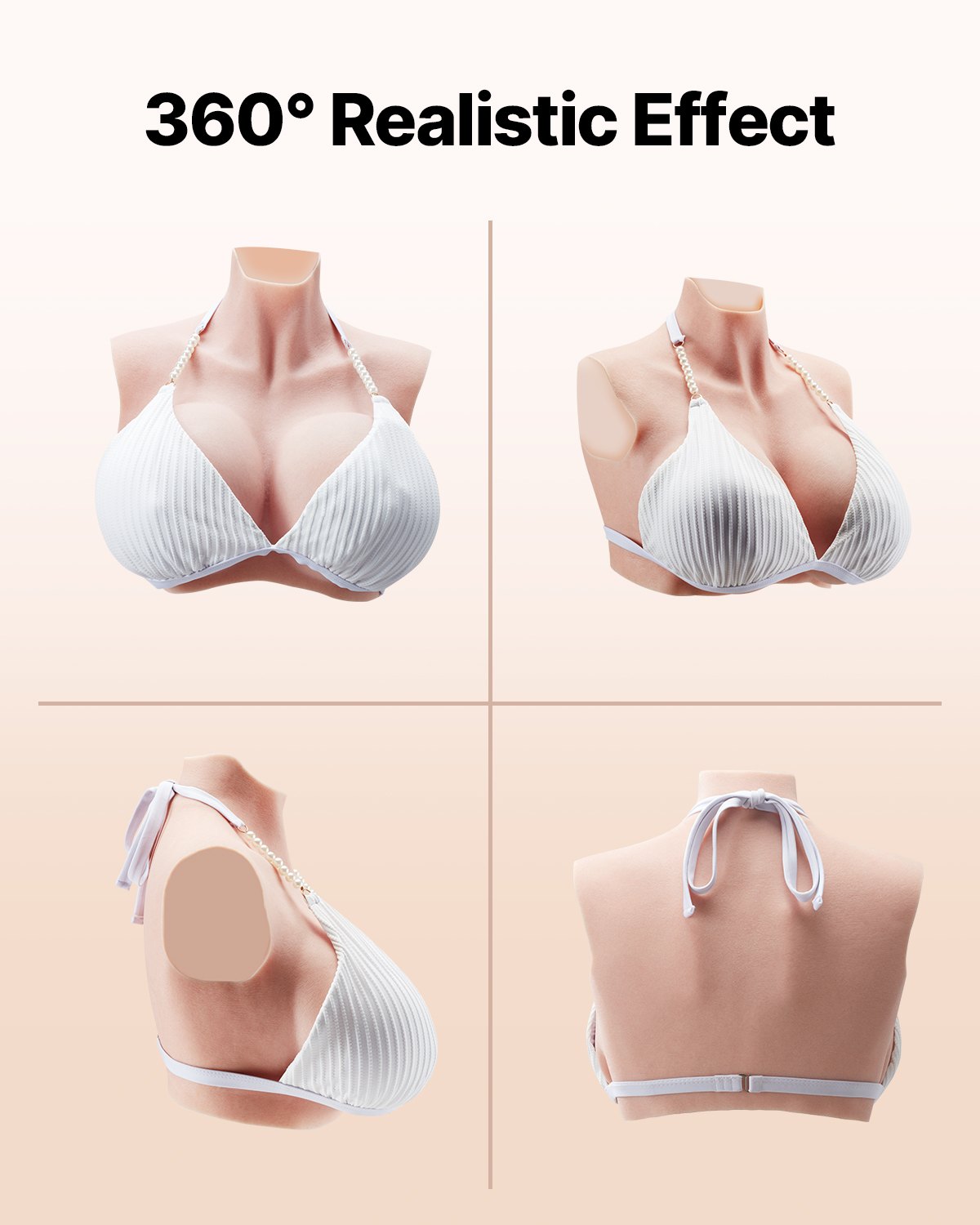 VEVOR Seni Finti in Silicone per Cosplay Carnevale, Coppa K Scollo Alto per Travestiti, Seni Finti Realistici Riempiti in Silicone Pettorale Artificiale per Crossdresser Cosplay Anime, Colore Avorio