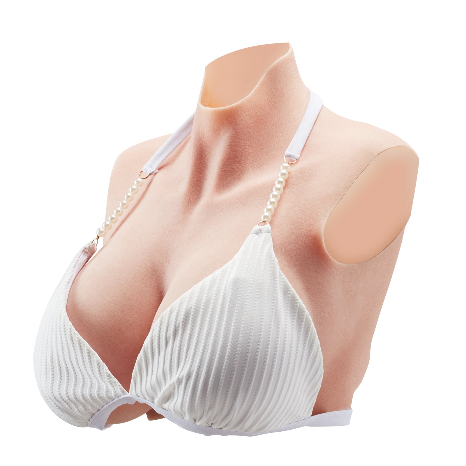 VEVOR Seni Finti in Silicone per Cosplay Carnevale, Coppa K Scollo Alto per Travestiti, Seni Finti Realistici Riempiti in Silicone Pettorale Artificiale per Crossdresser Cosplay Anime, Colore Avorio