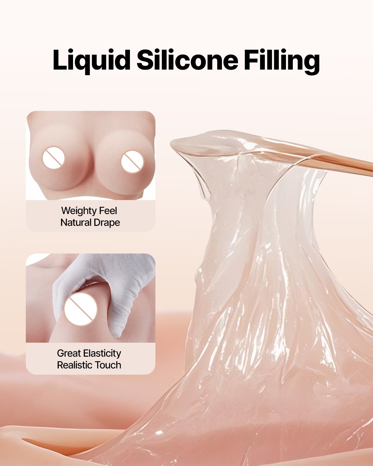 VEVOR Seni Finti in Silicone per Cosplay Carnevale, Coppa D con Scollo Alto per Travestiti, Seni Finti Realistici Riempiti in Silicone Pettorale Seni Artificiali per Crossdresser Cosplay Anime
