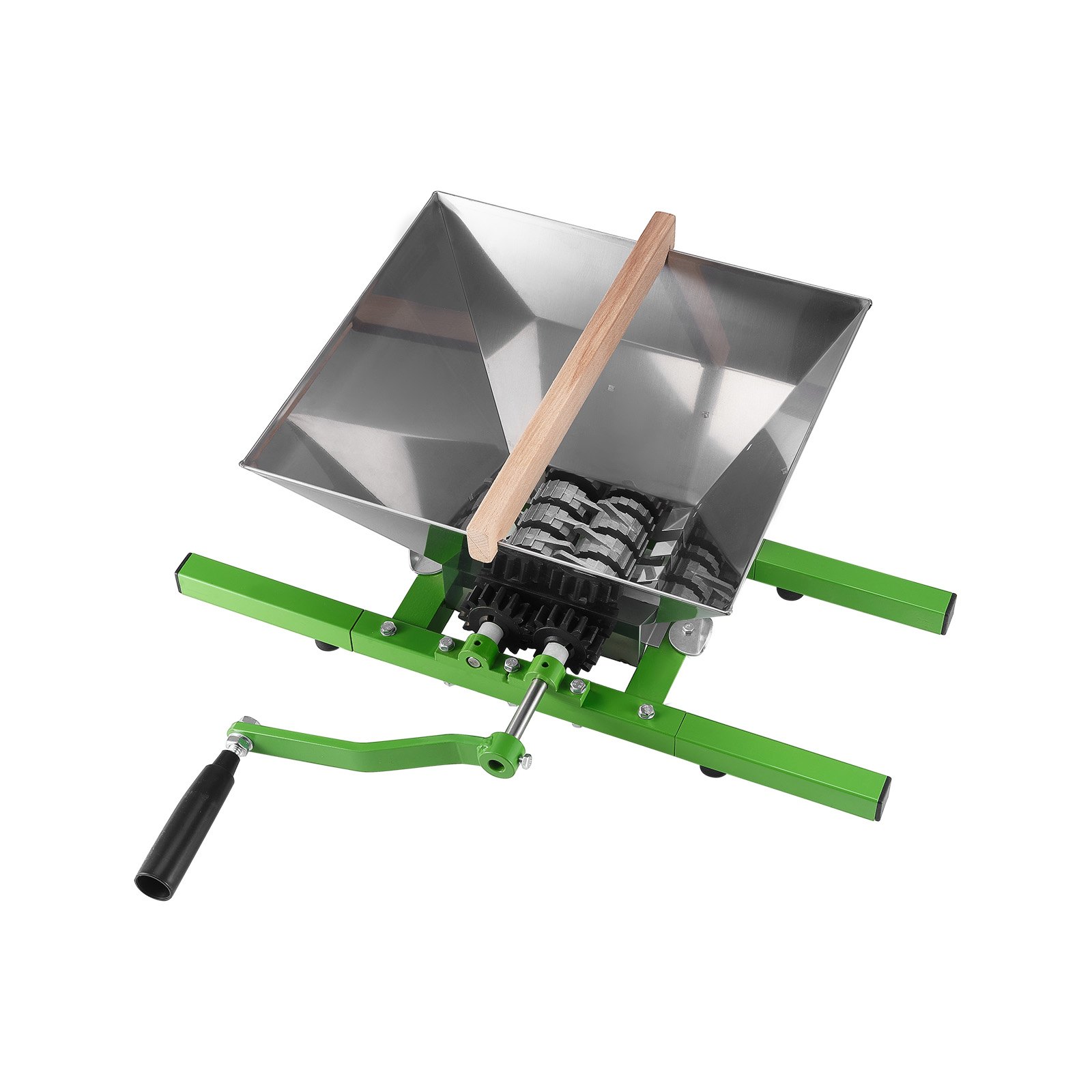 VEVOR 7L Fruit Mill Apple Mill, Large Manual Mill, Stainless Steel Apple Press for Wine and Cider, Manual Grinder, Hand Mill with Roller Handle for Kitchen and Home, Green