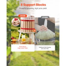 VEVOR Pressa Manuale per Vino di Frutta in Legno Massello Spremiagrumi 12L