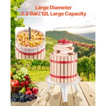 VEVOR Pressa Manuale per Vino di Frutta in Legno Massello Spremiagrumi 12L