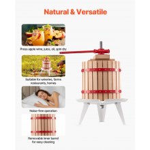 VEVOR Pressa Manuale per Vino di Frutta in Legno Massello Spremiagrumi 12L