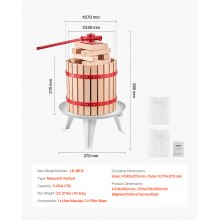 VEVOR Pressa Manuale per Vino di Frutta in Legno Massello Spremiagrumi 12L