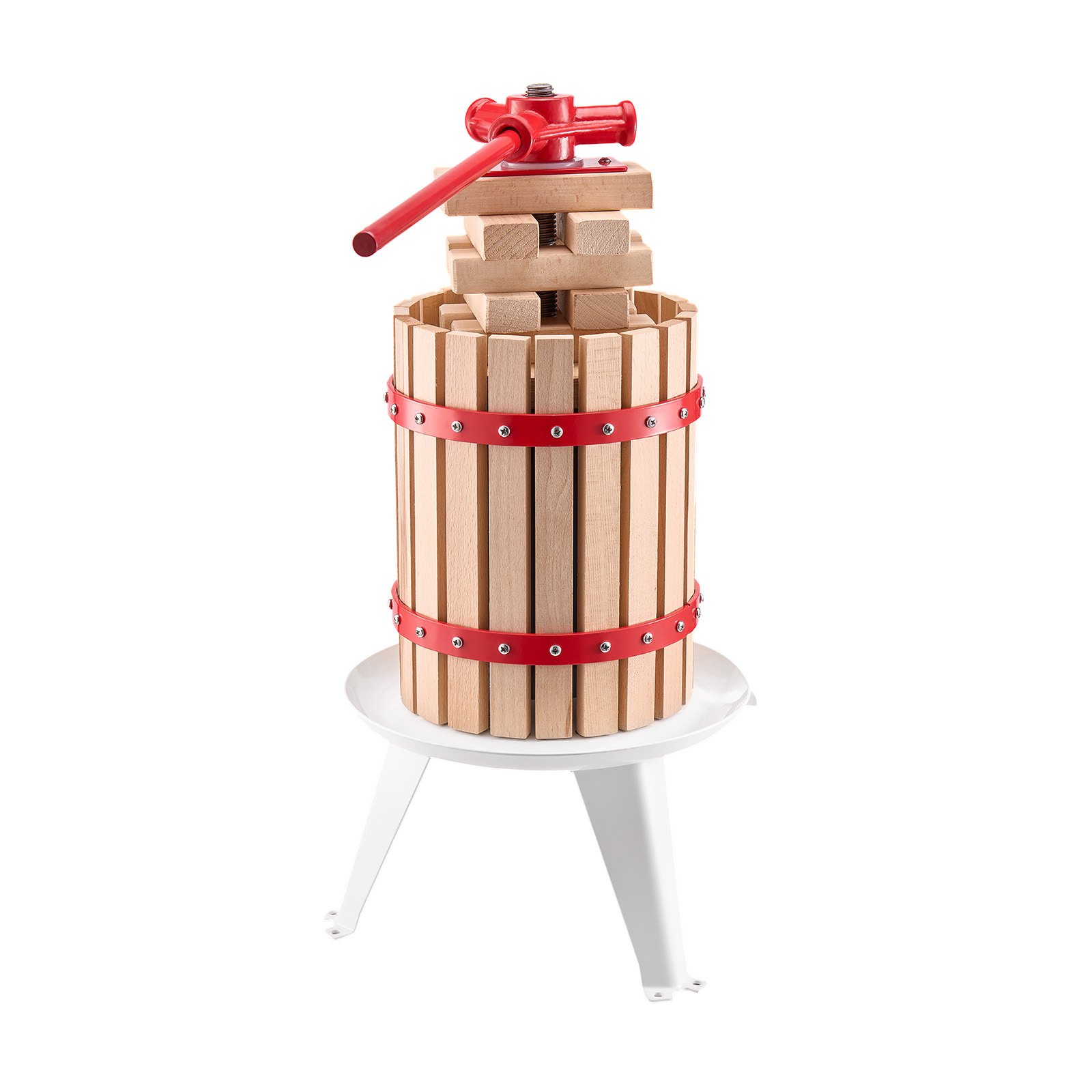 VEVOR Pressa Manuale per Vino di Frutta Cesto in Legno Massello 6L con 8 Blocchi, Spremiagrumi Manuale per Bevande Alcoliche Pressa per Sidro, Mela, Uva, Tintura, Miele, Olio d'Oliva Cucina, Casa