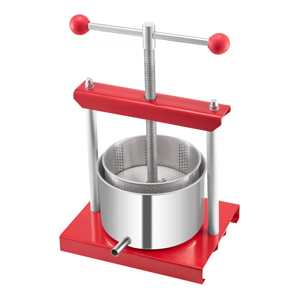 VEVOR Pressa Manuale per Vino di Frutta Cesto in Acciaio Inox 3L con Manico, Spremiagrumi Manuale per Bevande Alcoliche Pressa per Sidro, Mela, Uva, Tintura, Miele, Olio d'Oliva Cucina, Casa
