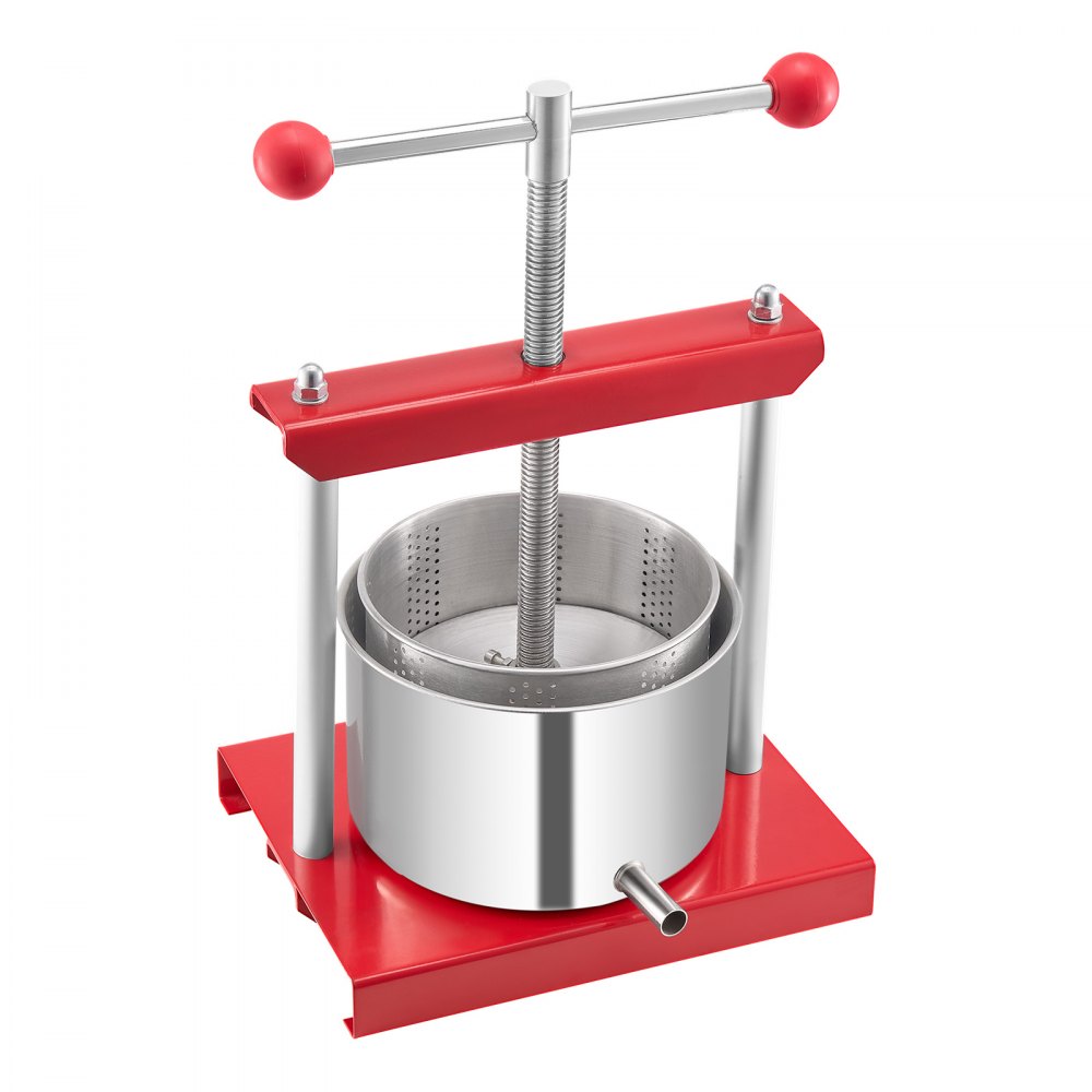 VEVOR Pressa Manuale per Vino di Frutta Cesto in Acciaio Inox 3L con Manico, Spremiagrumi Manuale per Bevande Alcoliche Pressa per Sidro, Mela, Uva, Tintura, Miele, Olio d'Oliva Cucina, Casa