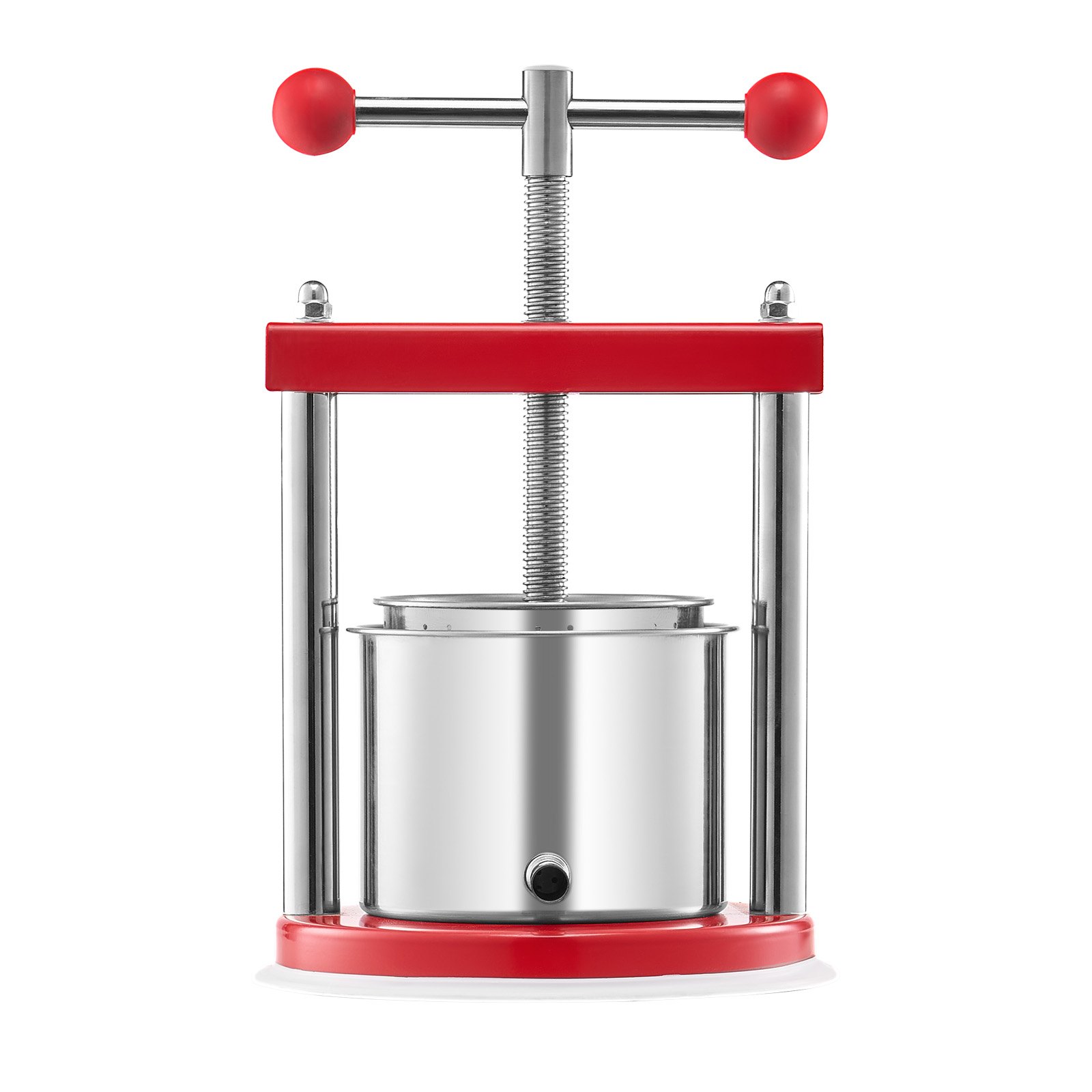 VEVOR Pressa Manuale per Vino di Frutta Cesto in Acciaio Inox 6L con Manico, Spremiagrumi Manuale per Bevande Alcoliche Pressa per Sidro, Mela, Uva, Tintura, Miele, Olio d'Oliva Cucina, Casa