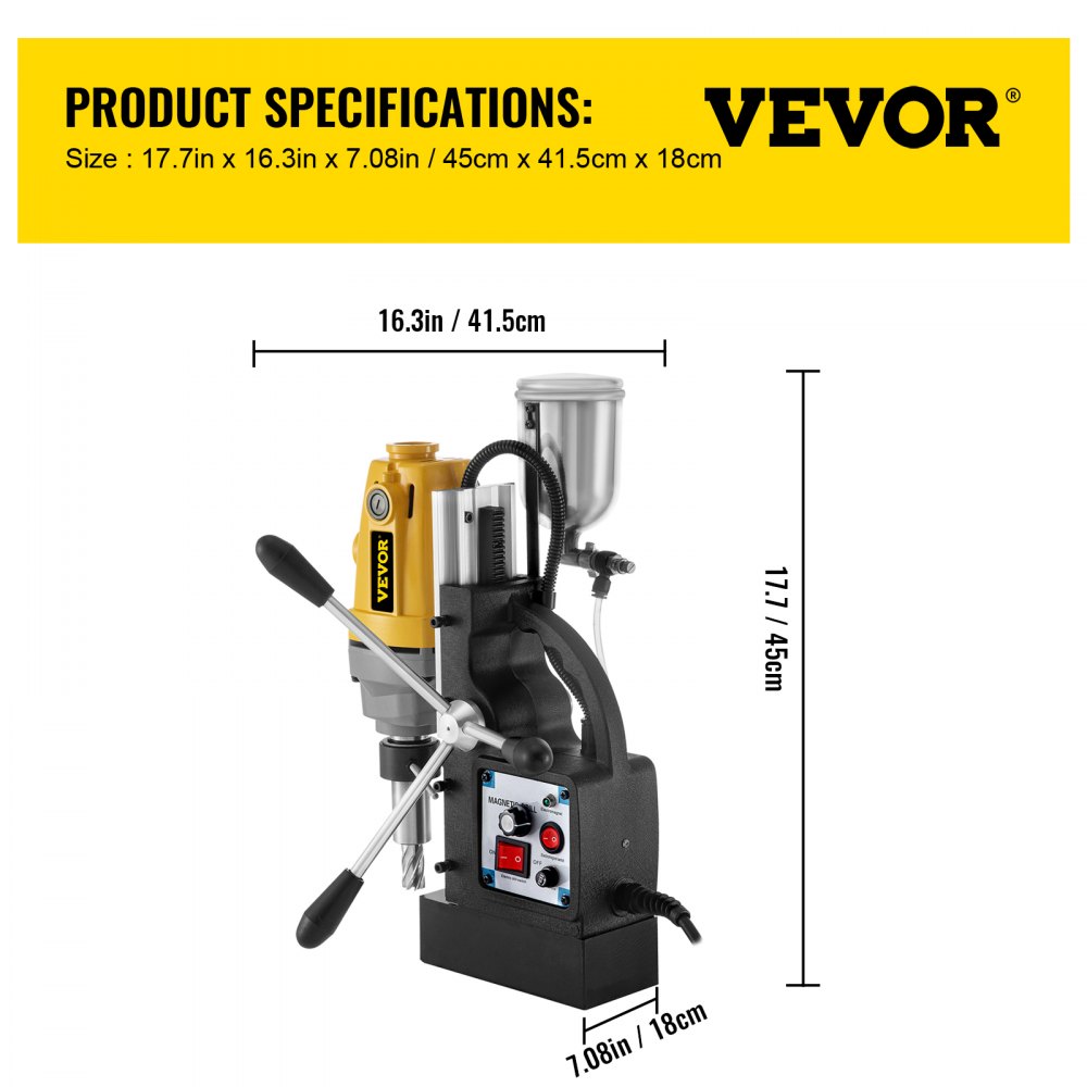 Vevor Trapano Magnetico D 40mm Trapano Colonna Potenza 1100w Velocità 550 Rpm