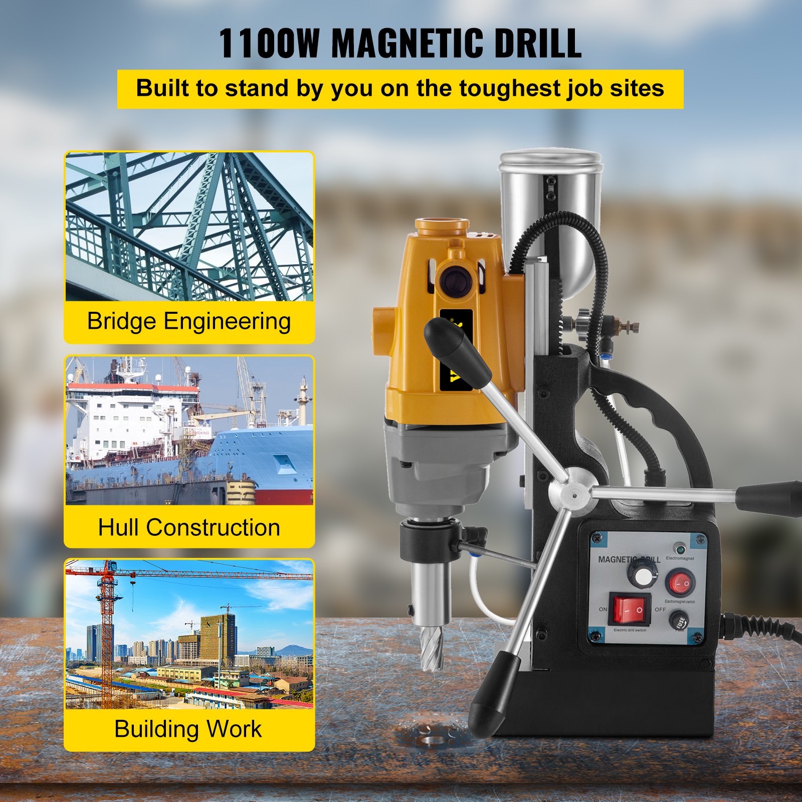 Vevor Trapano Magnetico D 40mm Trapano Colonna Potenza 1100w Velocità 550 Rpm