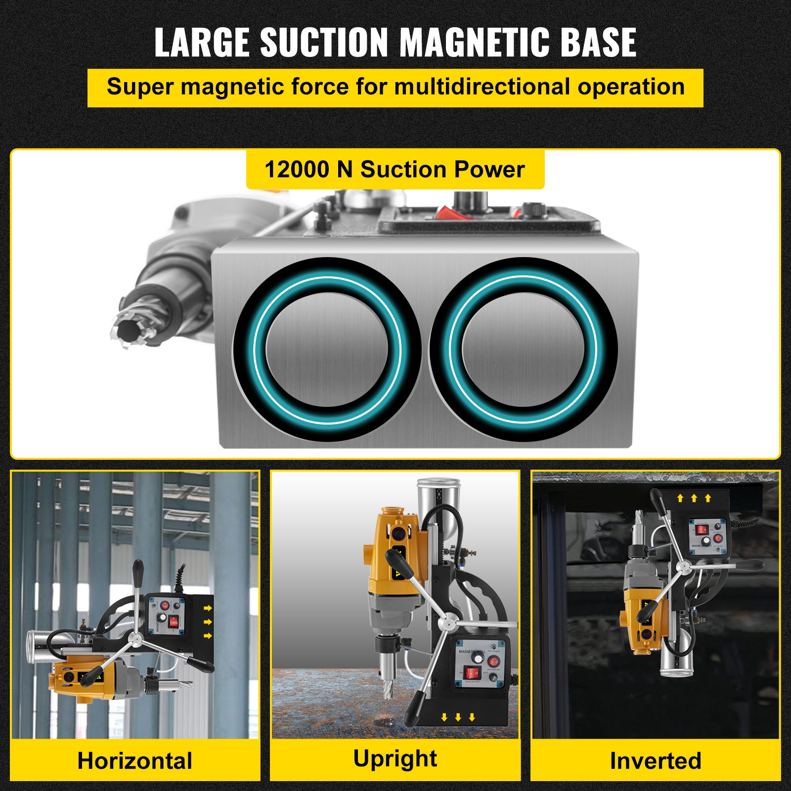 Vevor Trapano Magnetico D 40mm Trapano Colonna Potenza 1100w Velocità 550 Rpm