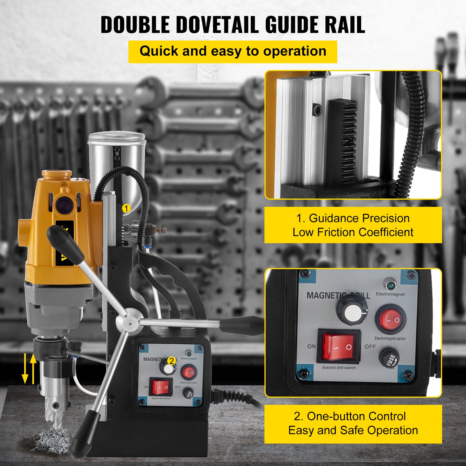 Vevor Trapano Magnetico D 40mm Trapano Colonna Potenza 1100w Velocità 550 Rpm