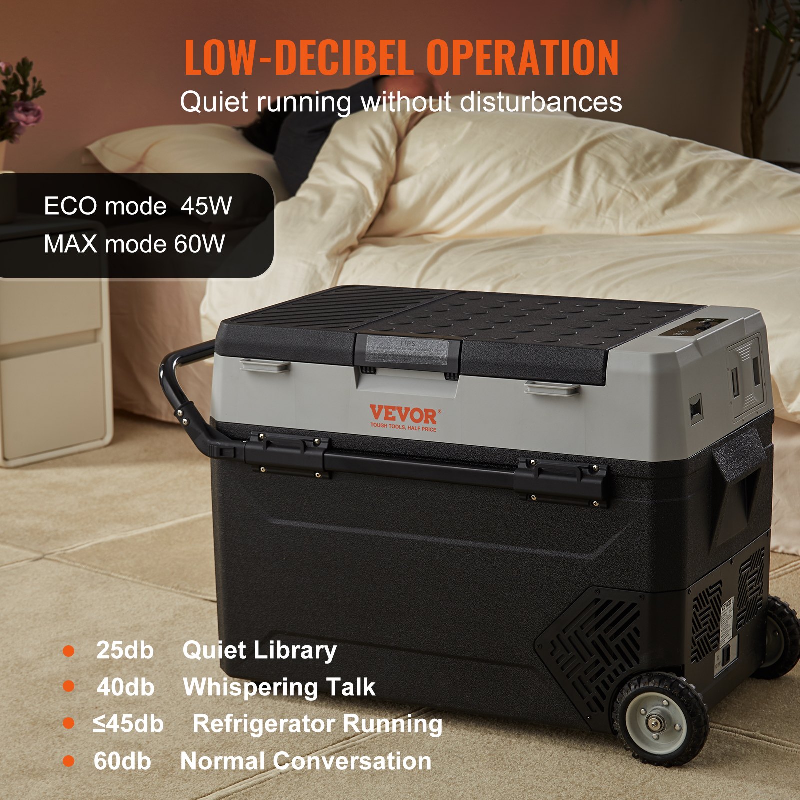 VEVOR 38 L Cooler Box 12/24 V Portable Refrigerator, Electric Freezer Box Small Freezer -20 ~ 10 ℃, Electric Compressor Cooler Box 820 x 470 x 440 mm for Car, Camping, Truck, Boat etc.