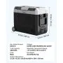 VEVOR Car Refrigerator, DC 12/24V AC100-240V Compressor Electric Cooler,-20°C to 20°C Truck Refrigerator with APP Control, Wheels & Dual Zone, 45L Cars Cooler for RVs, Boats, Camping, Fishing
