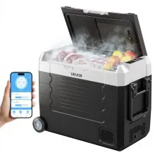 VEVOR Frigorifero Portatile da Auto con Compressore Capienza 45 Litri, Contenitore Refrigerante Doppia Zona Temperatura tra -20 a 20 °C Controllo APP, Mini Frigo per Auto Caravan da Campeggio Pesca