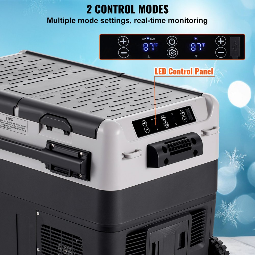 VEVOR Frigorifero Portatile per Auto, Frigorifero 12 V, Congelatore Portatile a Due Zona da 40 L , Temperatura Regolabile - 20 ~ 20 ℃, Refrigeratore a Compressore per Casa, Esterno, Camper, Auto
