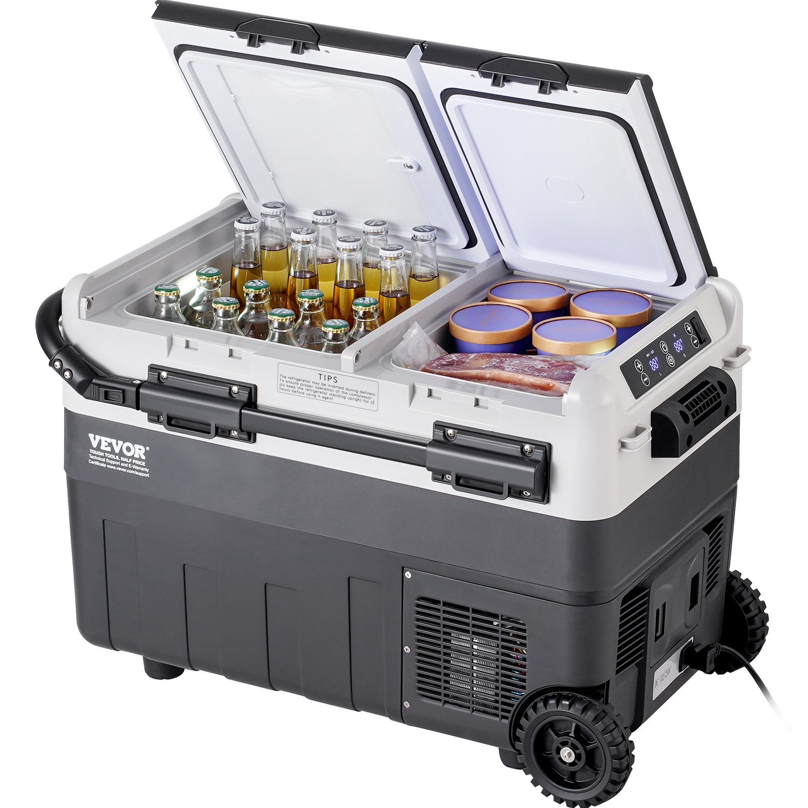 VEVOR Frigorifero Portatile per Auto, Frigorifero 12 V, Congelatore Portatile a Due Zona da 40 L , Temperatura Regolabile - 20 ~ 20 ℃, Refrigeratore a Compressore per Casa, Esterno, Camper, Auto