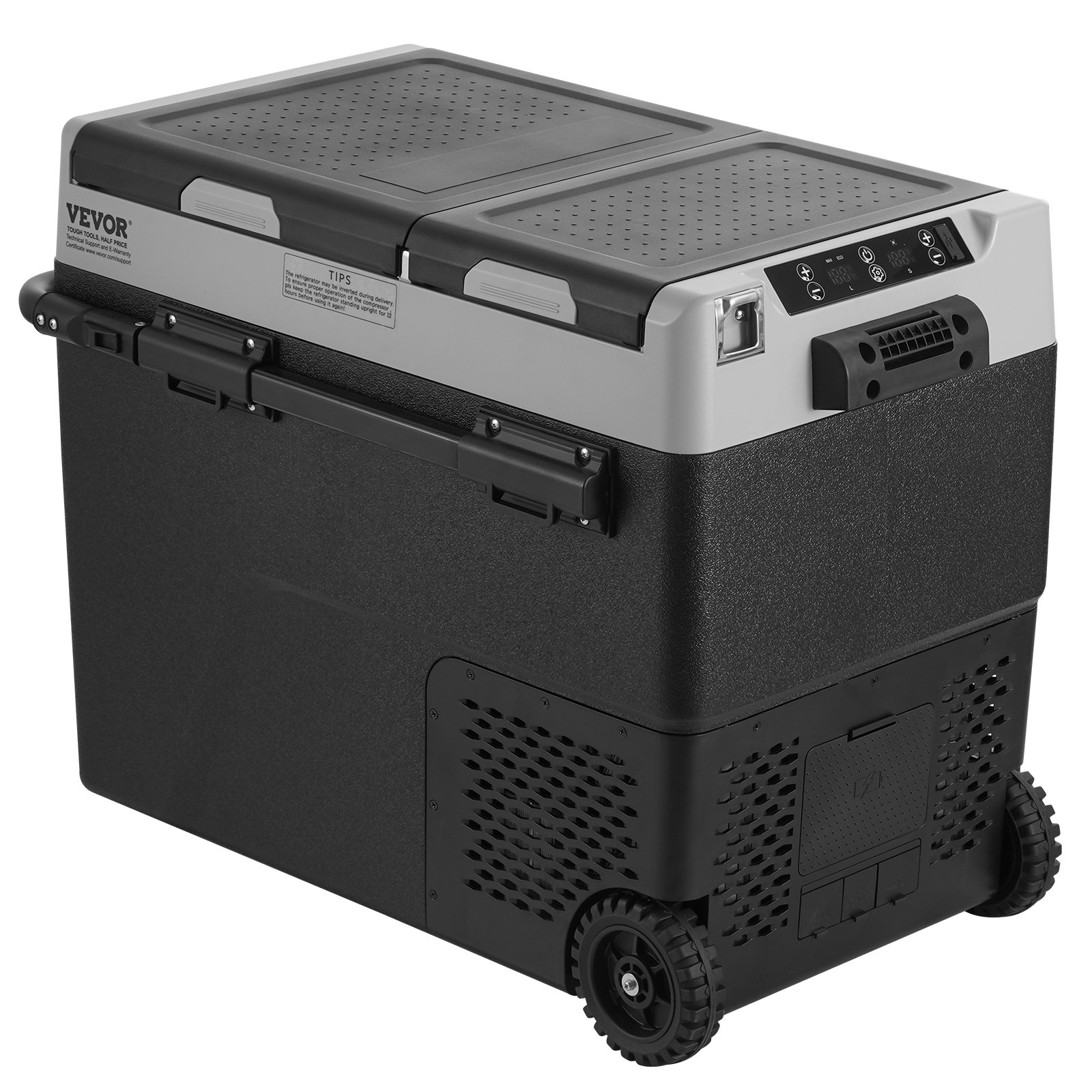 VEVOR Portable Car Refrigerator, 12-Volt Car Refrigerator, 58 L / 61.5 QT Portable Dual-Zone Freezer, -20°C to 20°C Adjustable Temperature, Compressor Cooler for Home, Outdoor, Camping