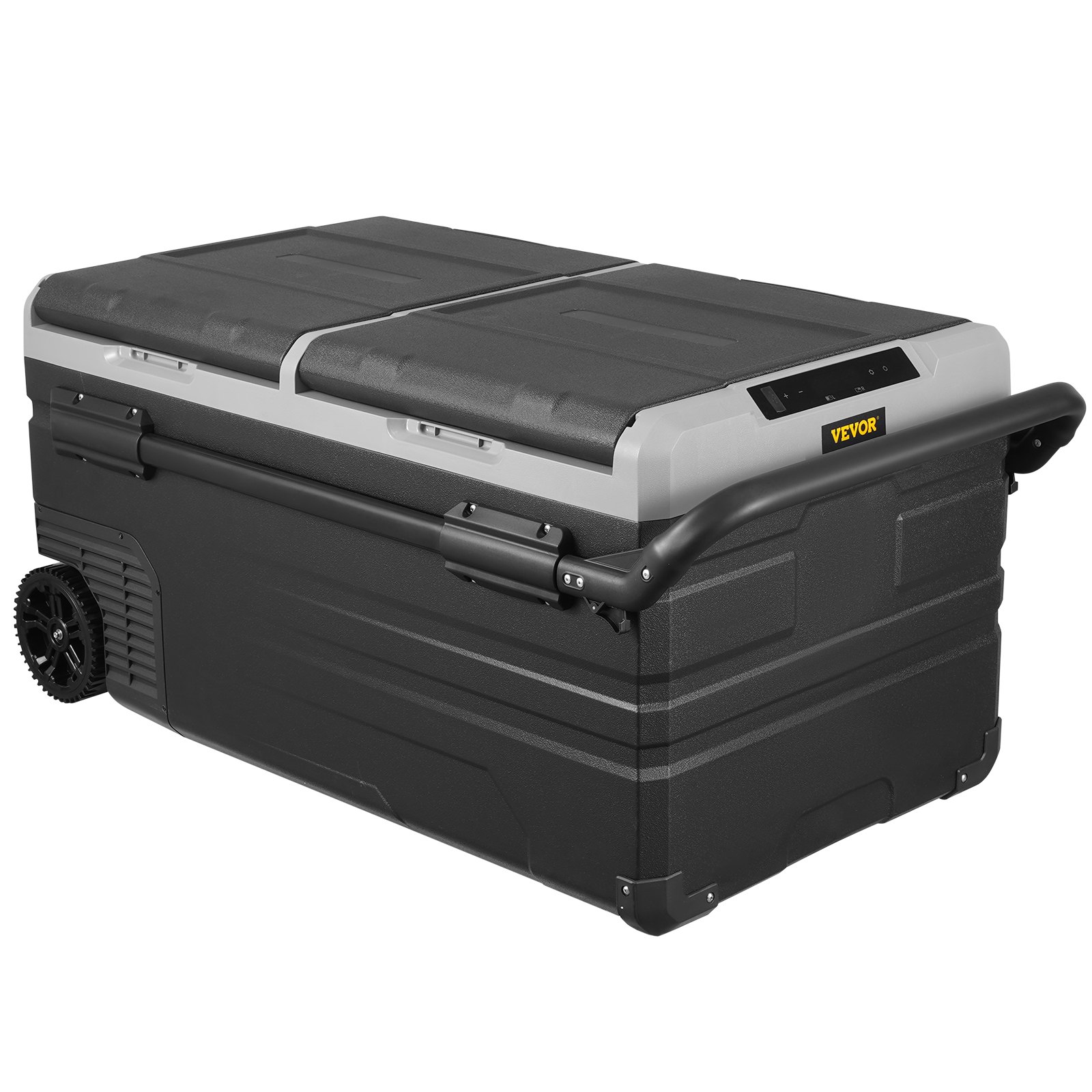 VEVOR Frigorifero per Auto, Congelatore Portatile Doppia Zona 95 L, 12 Volt, Gamma  -20 ~ 20 ℃, Dispositivo Raffreddamento a Compressore 12/24 V CC 100-240 V CA per Campeggio Camper con Ruote Maniglia