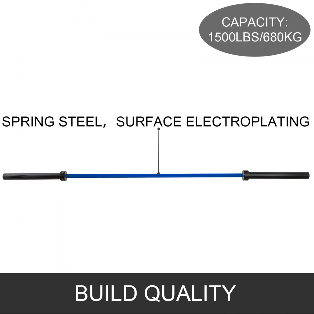 VEVOR 2.2M Bilanciere Olimpico per Sollevamento Pesi con Collari a Molla 20KG Grigio Blu