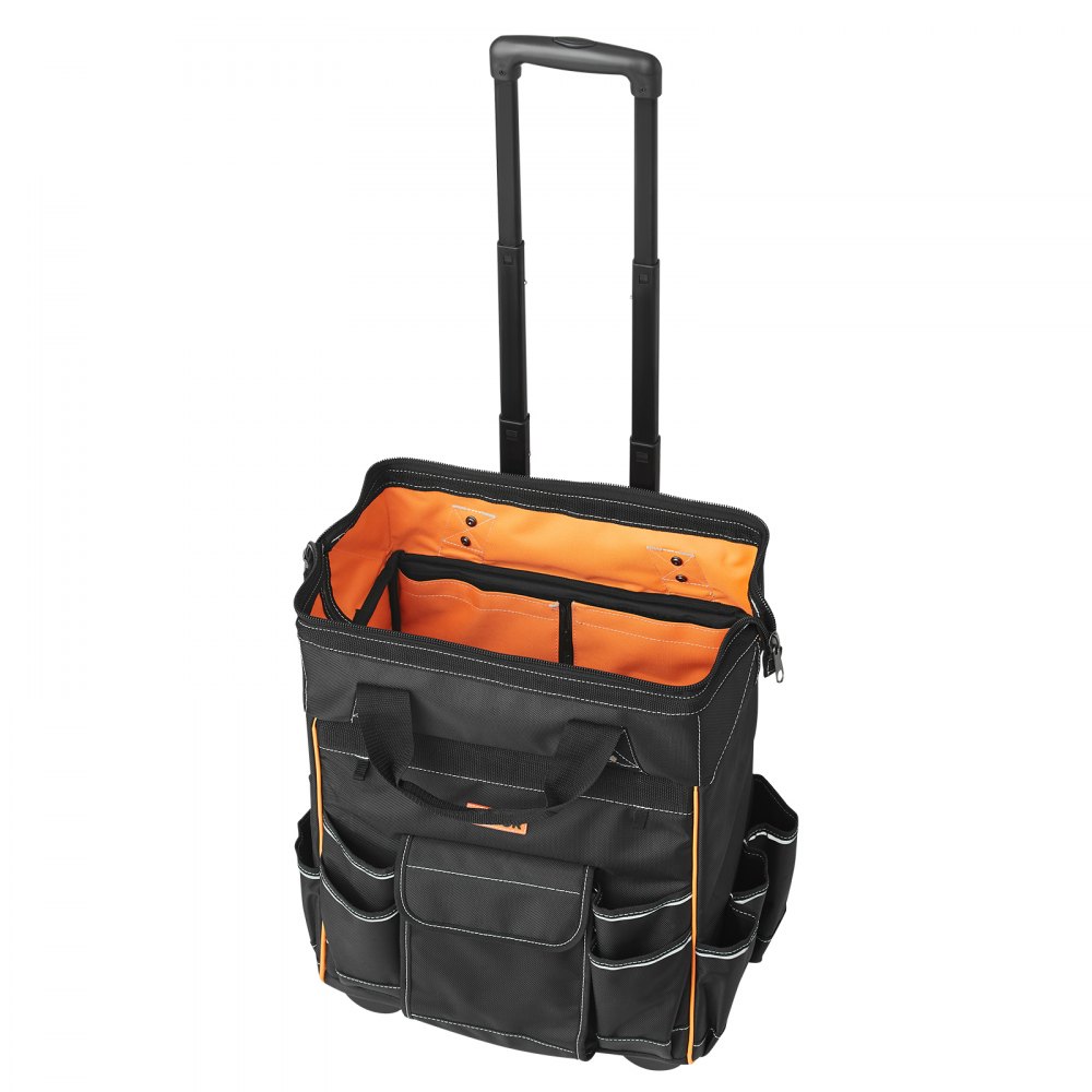 VEVOR Zaino Portautensili con Ruote, Capacità max. 50 kg, Borsa Portautensili con Ruote da 25 Tasche, Maniglia Telescopica Regolabile, 390 x 290 x 420 mm, Organizzatore per Borse per Lavoro