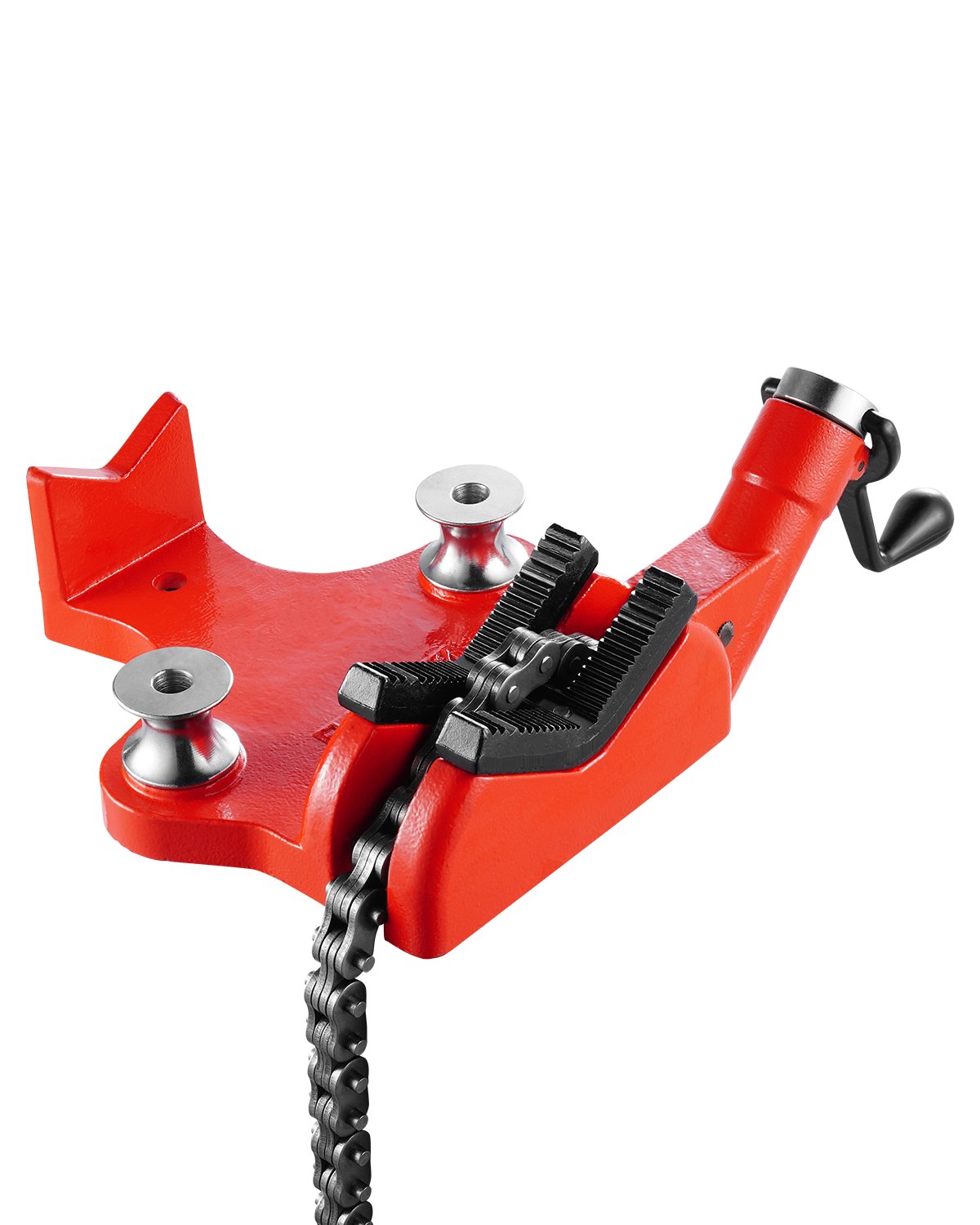VEVOR chain pipe vise, pipe capacity 12.7-203.2 mm, robust 880 mm long chain & cast iron base, industrial-grade pipe clamping for plumbing, car repairs, metalworking