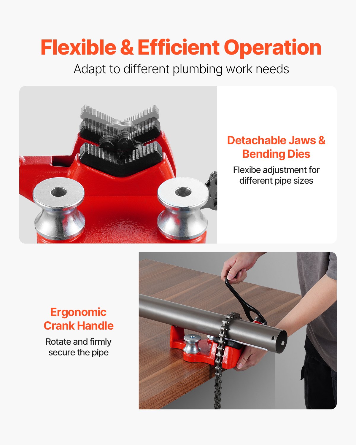 VEVOR chain tube vise, tube capacity 3,175-125 mm, 660 mm chain and cast iron base, vise plate holder for trailer hitch with adjustable height - suitable for 50 x 50 mm receivers