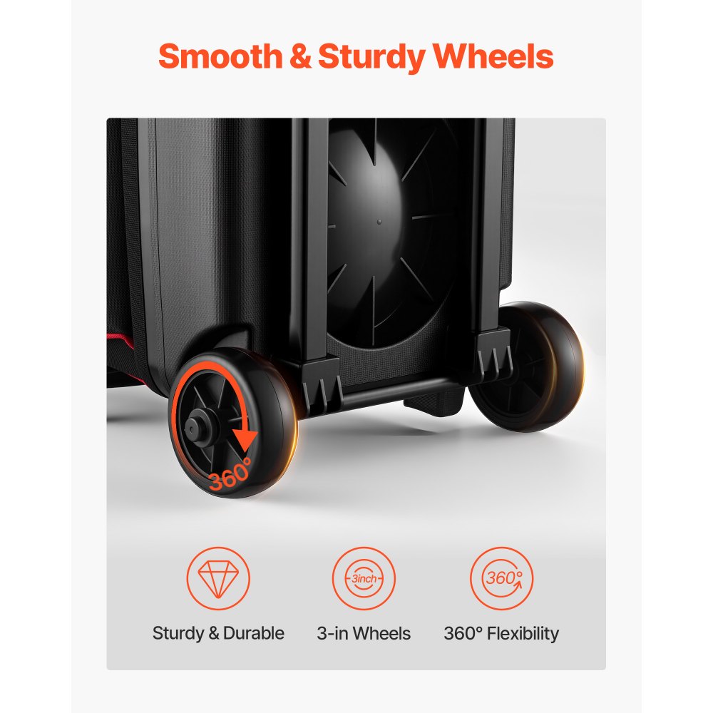 VEVOR Bowling Ball Bag, 3 Ball Double Roller Bowling Bag with Wheels, Featuring a Separate Compartment for Shoes (Up To US Size 16) & Oversized Accessory Pocket, Retractable Handle Extends to 1050 mm