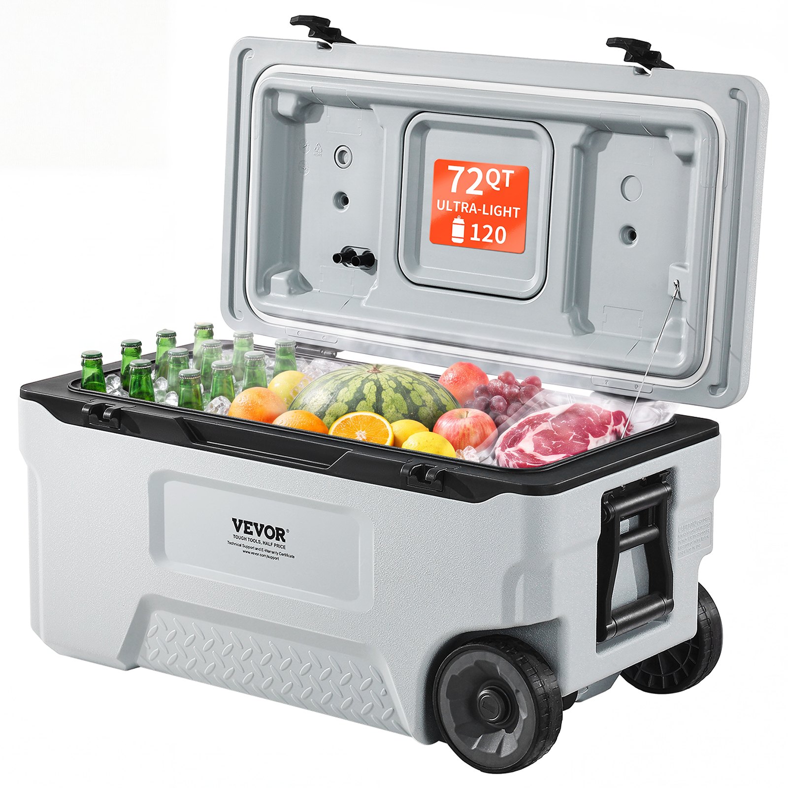 VEVOR Refrigeratore Portatile Isolante con Ruote da 74 QT con Ritenzione del Ghiaccio, Maniglie Resistenti Portabicchieri, Refrigeratore Portatile Isolato per Picnic Campeggio Viaggio Feste