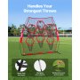 VEVOR Rete da Allenamento Portatile Rete Rimbalzo per Calcio Rugby Baseball 274 x 106 x 243 cm con 6 Tasche per Bersagli, Borsa Portaoggetti Portatile e Cinghie, Allenamento con Bersaglio, Rosso