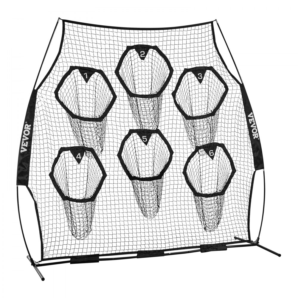 VEVOR Rete da Allenamento Portatile Rete Rimbalzo per Calcio Rugby Baseball 274 x 106 x 243 cm con 6 Tasche per Bersagli, Borsa Portaoggetti Portatile e Cinghie, Allenamento con Bersaglio, Nero
