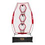 VEVOR Rete da Allenamento Portatile Rete Rimbalzo per Calcio Rugby Baseball 168 x 77 x 245 cm con 3 Tasche per Bersagli, Borsa Portaoggetti Portatile e Cinghie, Allenamento con Bersaglio, Rossa