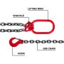 Imbracatura a catena di sollevamento - Gamba doppia 2/5" x 5' con gancio in acciaio - Grado 80