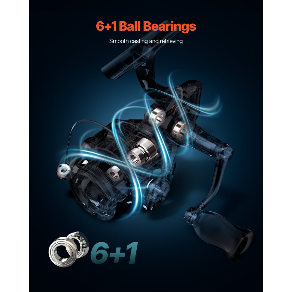 VEVOR Set di Canna da Pesca Telescopica in Fibra Carbonio, Canna in Due Pezzi da 2 m da Pesca al Spigola Nera e Set Mulinello da Spinning con Cuscinetti a Sfera, per Acqua Salata e Dolce