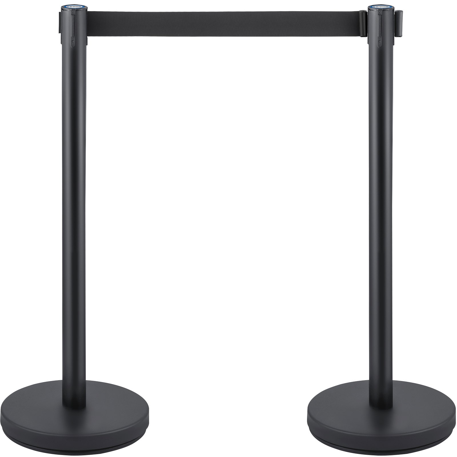 VEVOR 8 x Iron and Steel Barrier Posts, Plastic Posts with Adapters, Bollard Chain Barrier Chain, Black Barrier for Theaters, Hotels, Crowd Control Systems, 90 cm Total Height