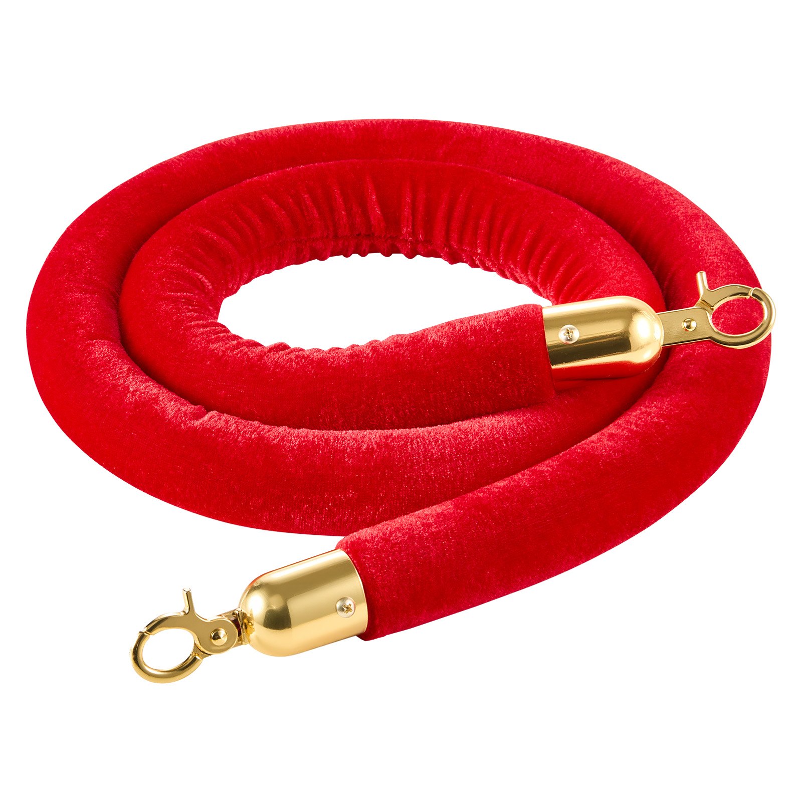 VEVOR Cordoni per Barriere di Sicurezza 4 Pezzi, Corde per Pali di Controllo della Folla da 1,5 m in Velluto Rosso con Ganci Dorati, per Eventi su Moquette, Cinema, Grandi Inaugurazioni, Hotel