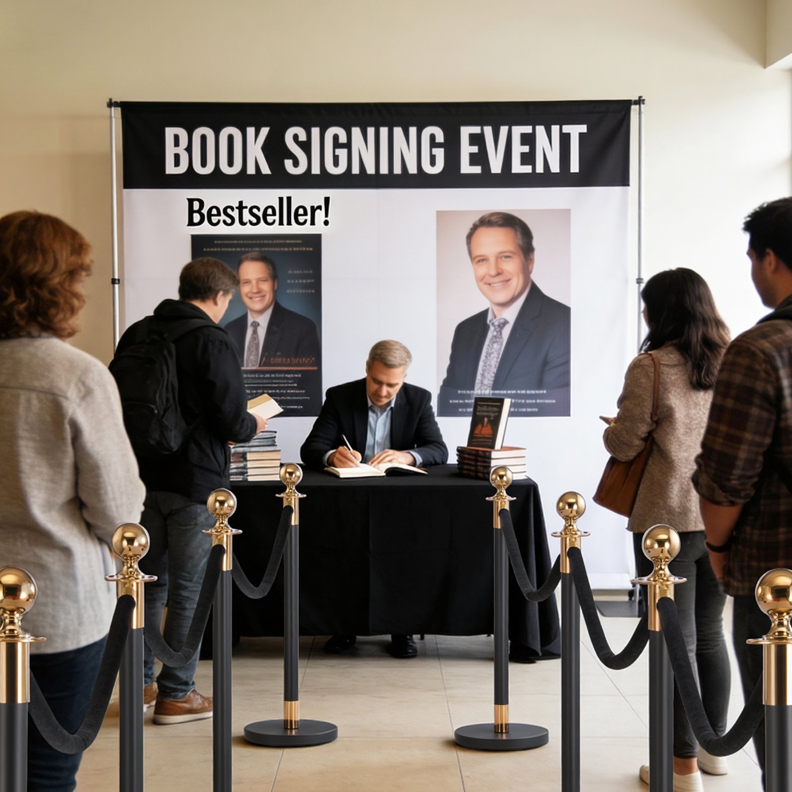 VEVOR Corde per Pali di Controllo della Folla da 1,5 m in Velluto Nero con Ganci Dorati, 4 Pezzi, Corda per Paletti Delimitazione per Eventi, Cinema, Grandi Inaugurazioni, Hotel, Feste