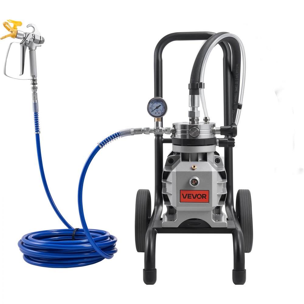 VEVOR Spruzzatore di Vernice Airless a Membrana 1500 W, Macchina a Spruzzo per Vernice a Carrello Airless Pressione max 19,31 MPa Flusso 2,5 L/min, Spruzzatore con Tubo Flessibile 10 m Asta Prolunga