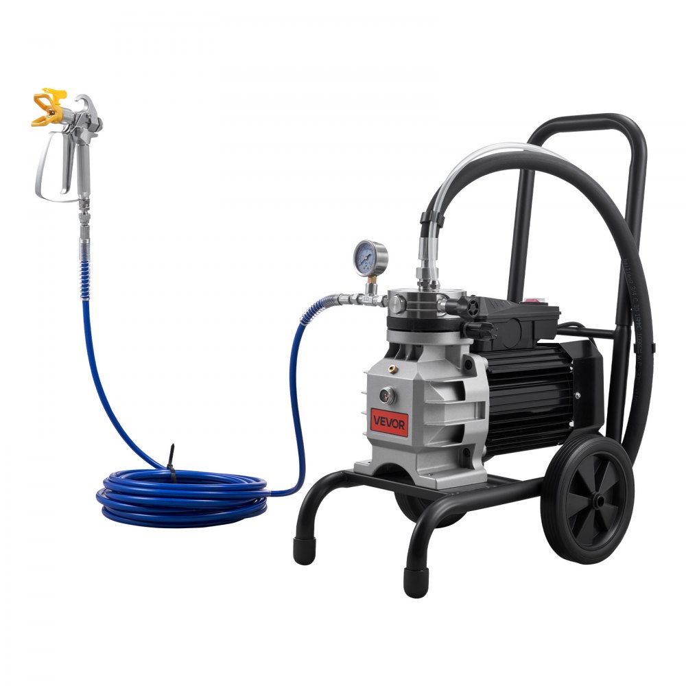 VEVOR Spruzzatore di Vernice Airless a Membrana 1500 W, Macchina a Spruzzo per Vernice a Carrello Airless Pressione max 19,31 MPa Flusso 2,5 L/min, Spruzzatore con Tubo Flessibile 10 m Asta Prolunga