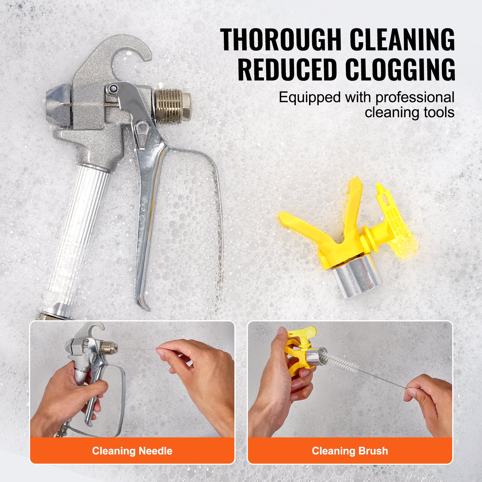 VEVOR Spruzzatore di Vernice Airless con Diaframma, Spruzzatore Vernice Airless da 1700 W con Ruote, Spruzzatore di Vernice Airless da 3000 psi con Asta di Prolunga, Sistema di Spruzzatura Vernice